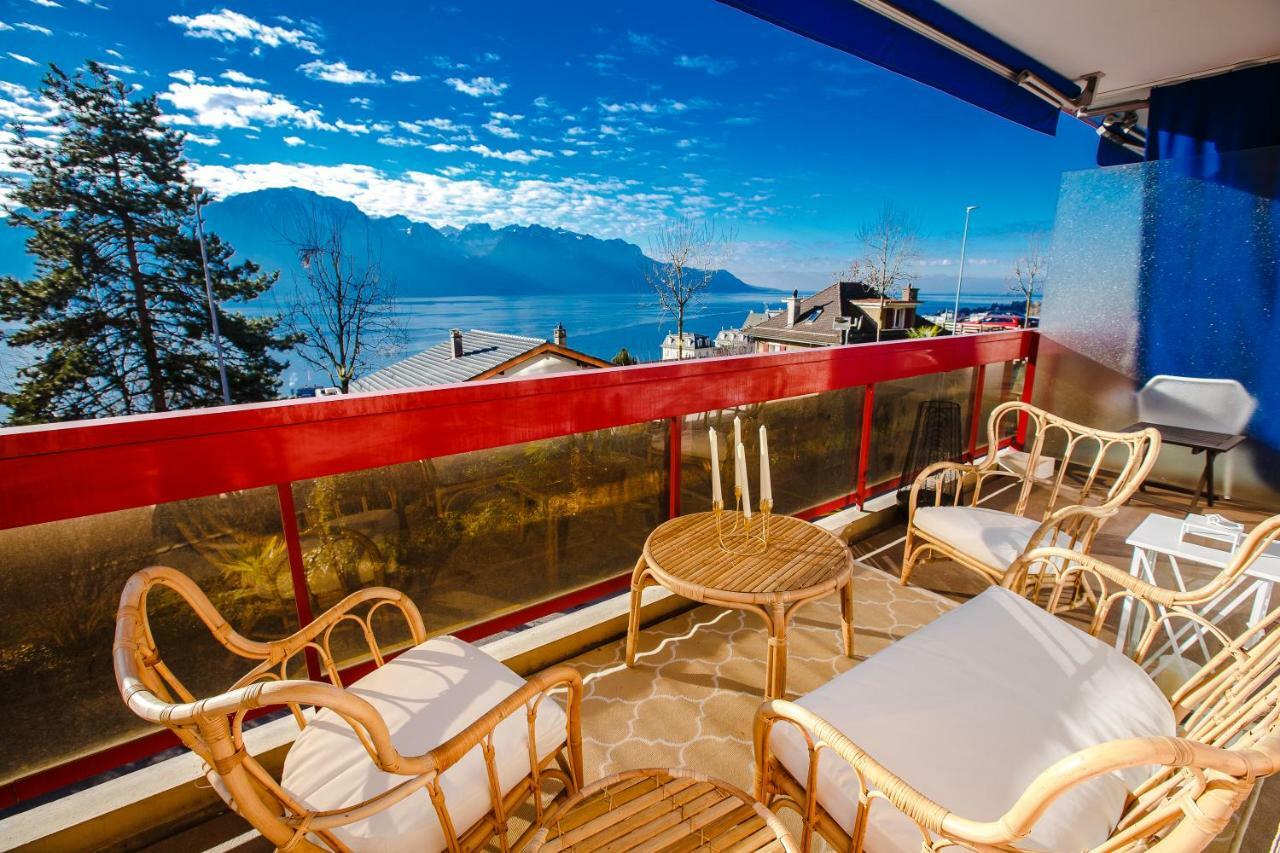 Terrace With Lake & Mountain View Montreux Exteriör bild